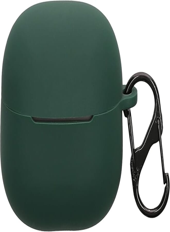 kwmobile Charger Case Compatible with Xiaomi Redmi Buds 6 Lite - Dark Green Silicone Cover - Rubberized Coating Protection with Hook